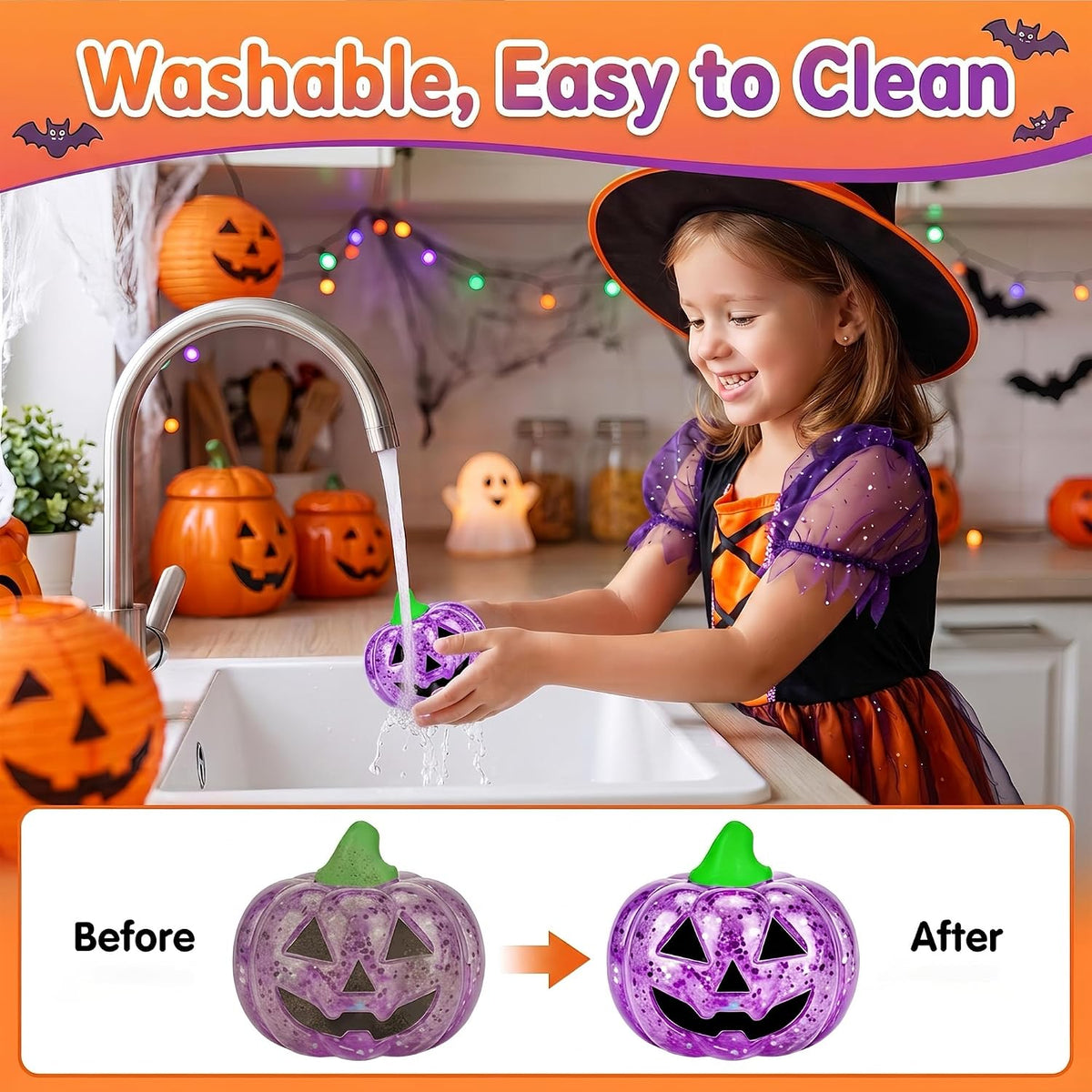 LitoSaturn Glitter Pumpkin Fidget Squishies – Calming Sensory Stress Relief Toy for Adult Office Desk and Study Sessions