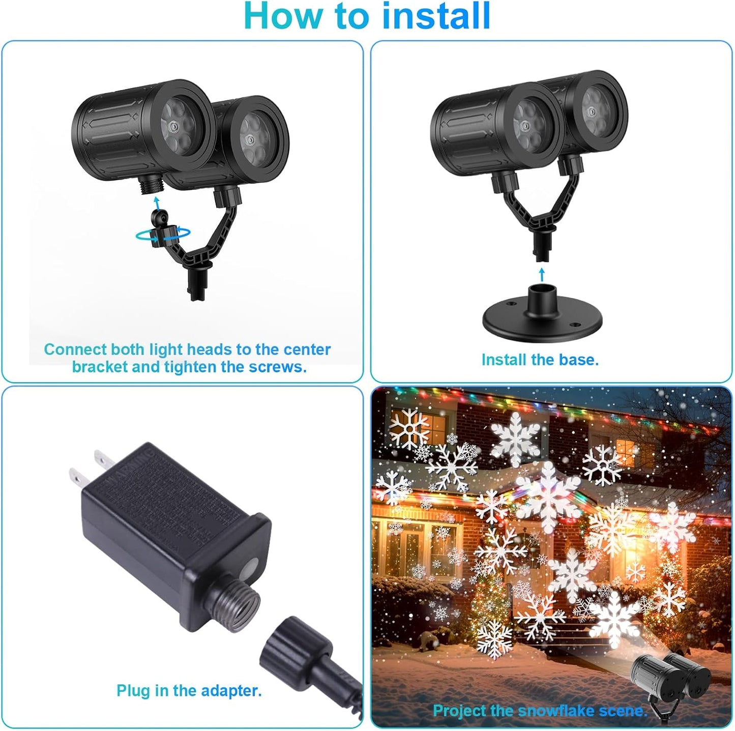 LuminaGlow Snowfall Projector – Clean Single-Fixture Holiday Lighting That Replaces Tangled String Lights and Clutter