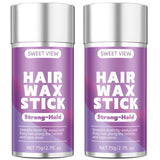SWEET VIEW Hair Wax Stick & Slick Back Brush – Gentle Flake-Free Hair Tamer for Kids' Braids and Crown Twists