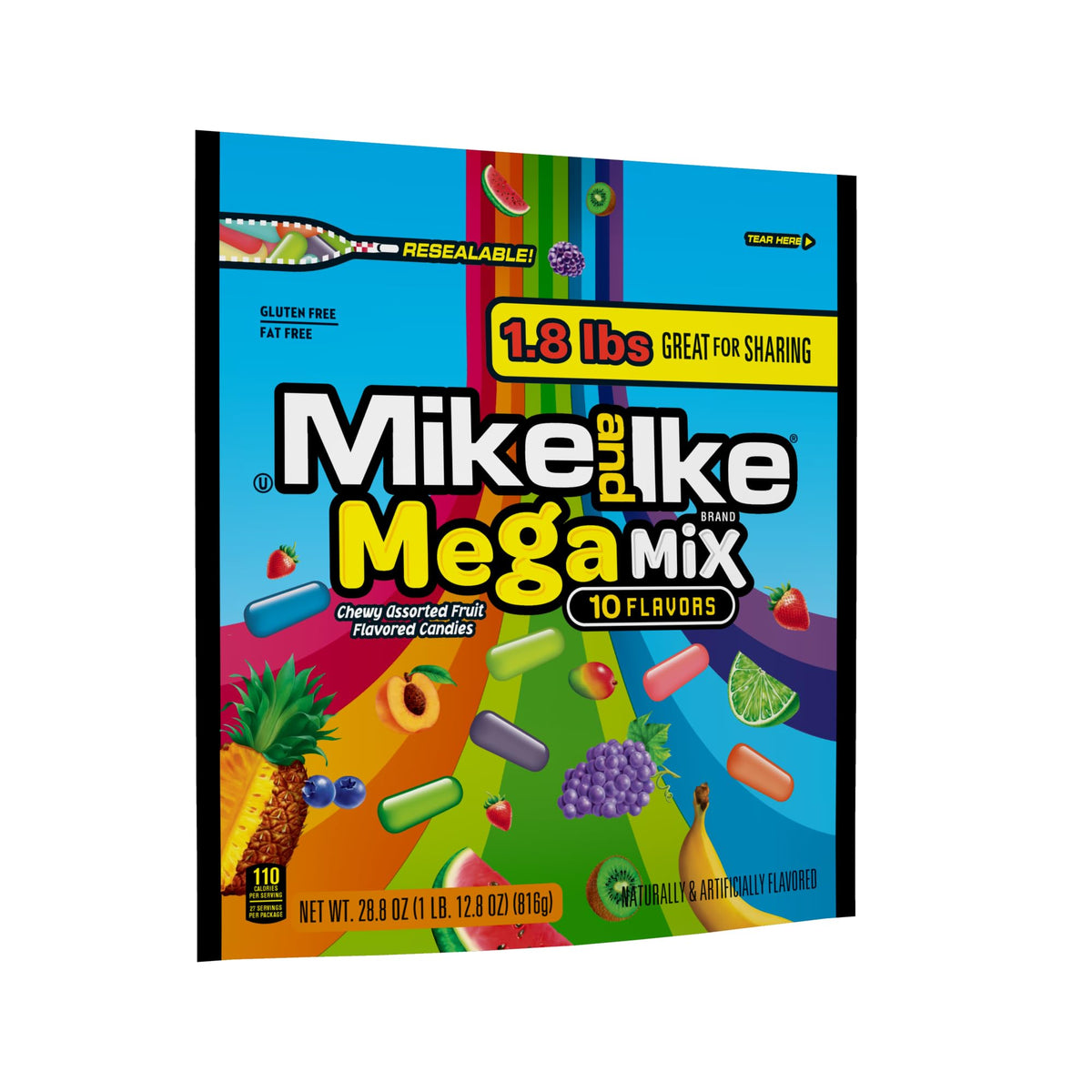 Mega Mix Mike and Ike Candy, 28.8 Ounce Bag (Pack of 1), Chewy Candy, Vending Machine Candy, Gummy Candy Mix