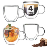 Mfacoy Espresso Glassware Set – Holiday Gift for Newlyweds, Double Wall Insulated Coffee Cups with Handle