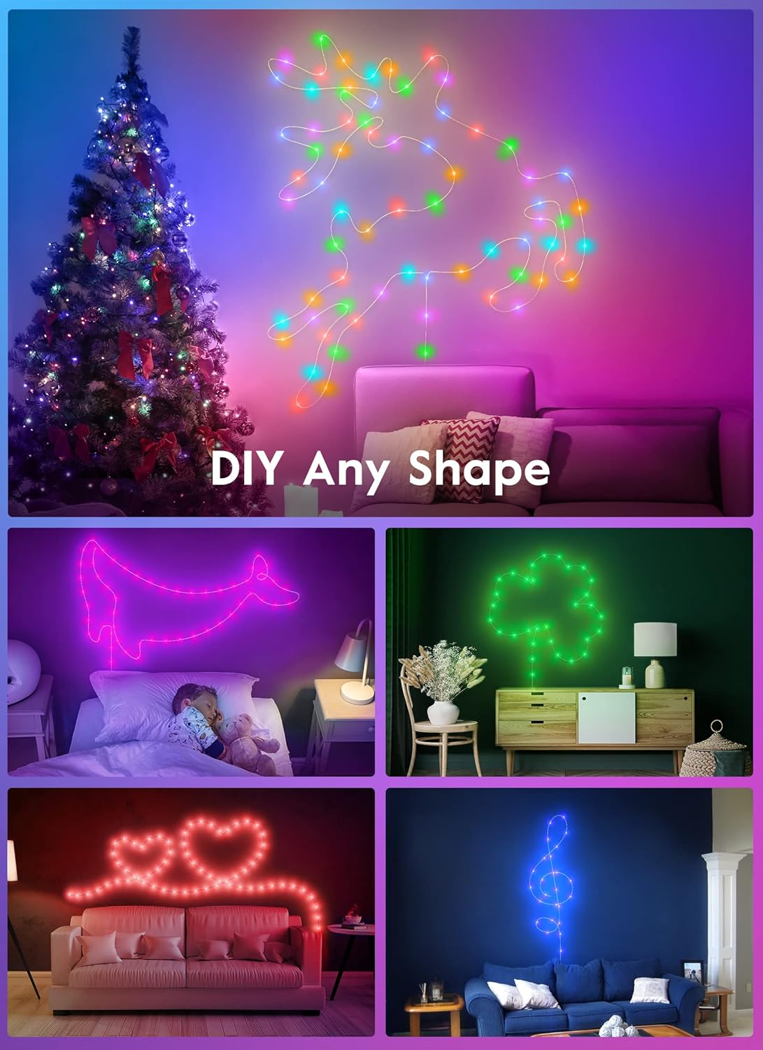 Minetom Waterproof Fairy Lights – 33FT Portable USB String Lights for Patio and Garden Parties, 12 Modes