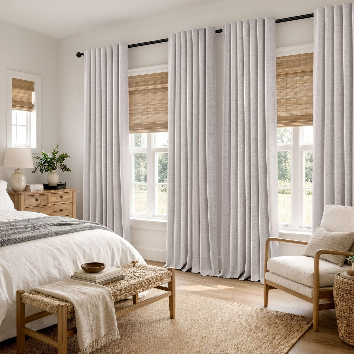 MIULEE Simple Linen Blackout Window Panels for Less-Is-More Decor, 42x84 Ivory 2 Pack