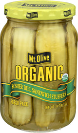 Mount Olive Organic Dill Stuffers – Time-Saving Lunch Component for Breakroom and Desk Meals, 16 oz