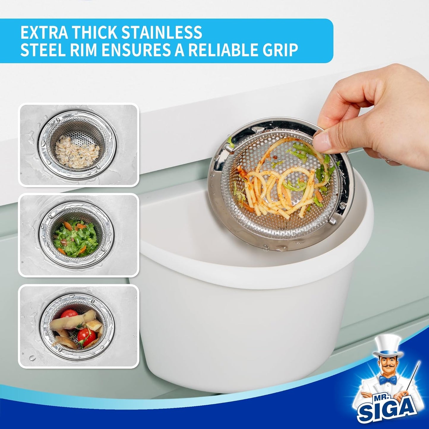MR.SIGA Kitchen Drain Strainer – Practical Wedding Registry Gift for Newlywed Couples