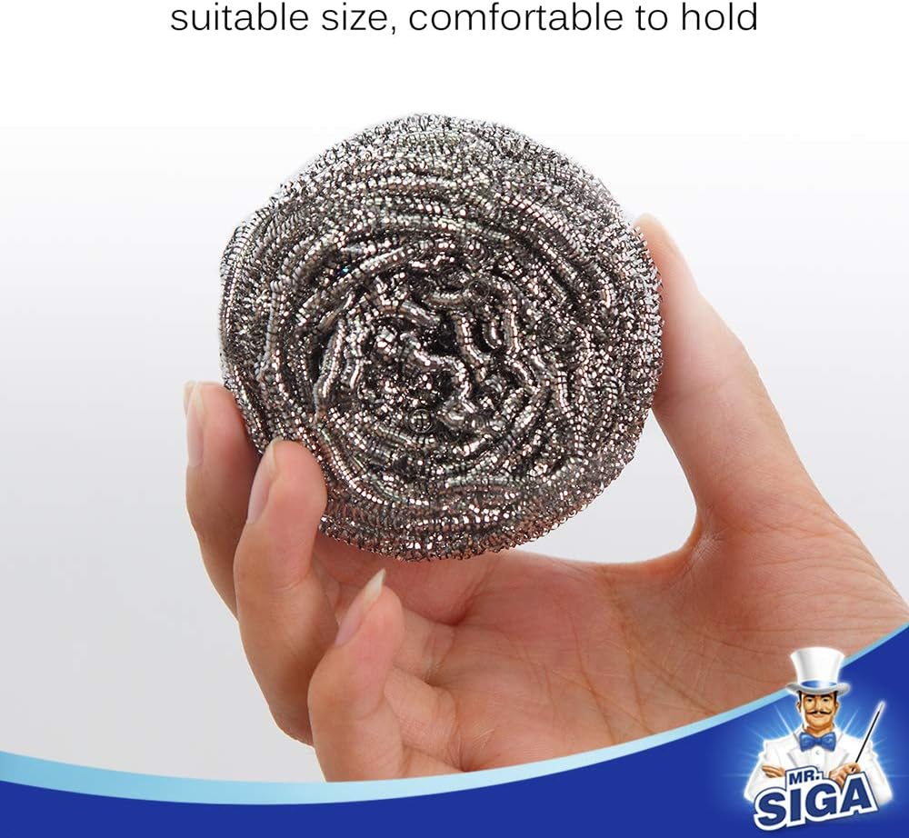 MR.SIGA Stainless Steel Scourer – High-Performance Degreaser for Tight Office Pantry and Break Room Cleaning, 6 Pack
