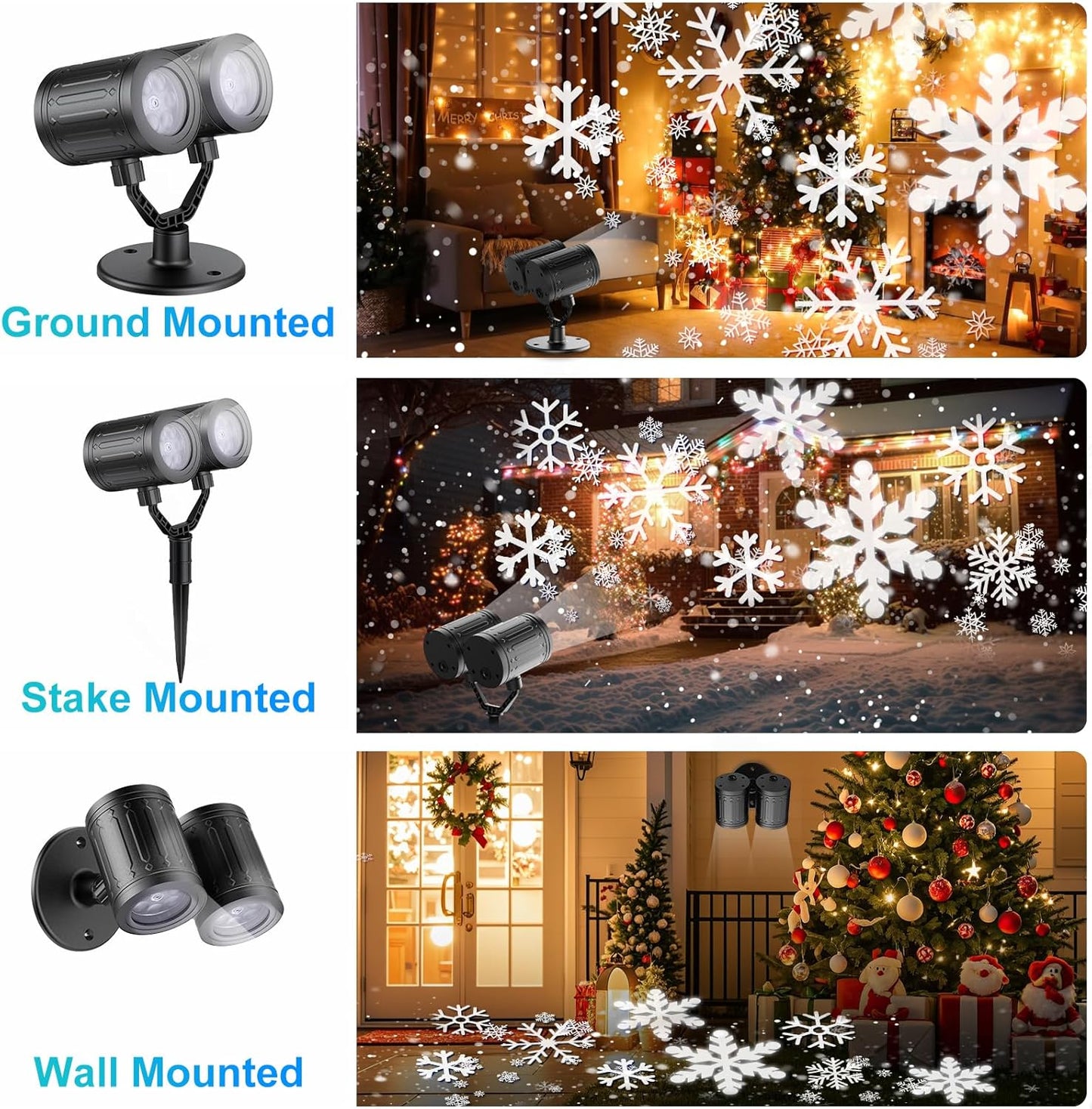 MuliVid Snowflake Projector Light – Kid-Safe Nursery and Playroom Decor, No Flame or Heat for Family-Friendly Holiday Magic