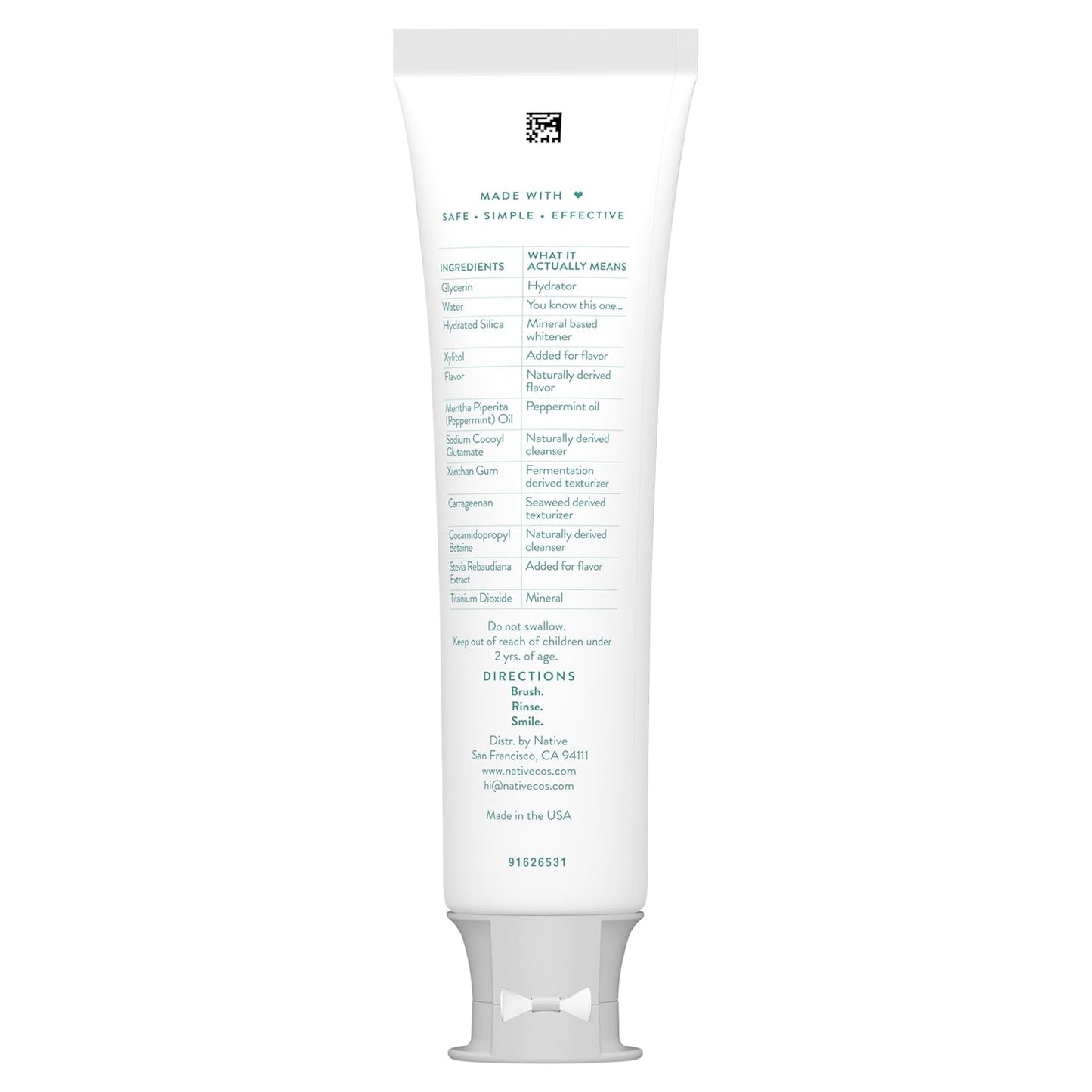 Native Mineral Whitening Toothpaste – Clean Self-Care for Bath Time Wind-Down, Fluoride-Free Wild Mint, 4.1oz (Pack of 3)