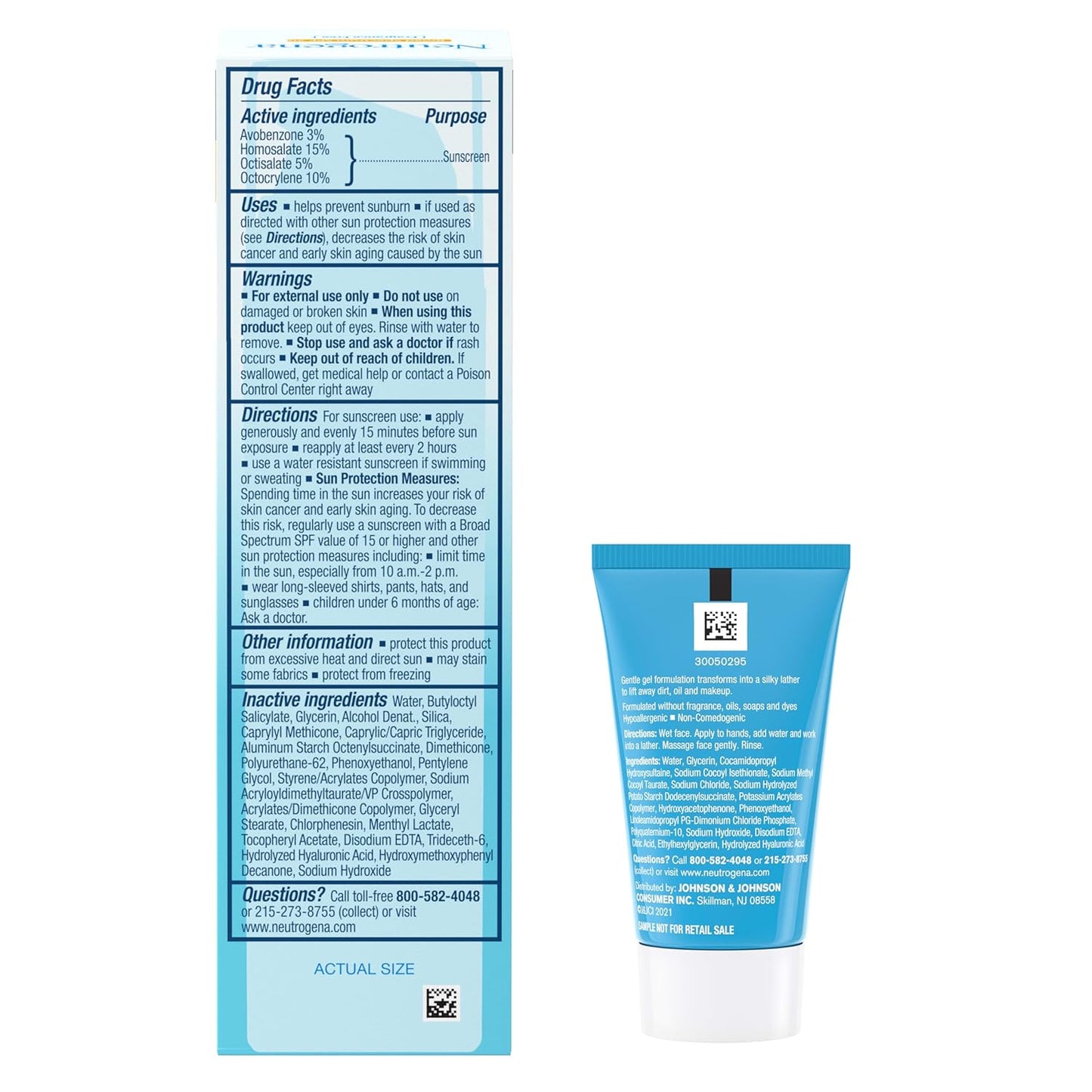 Neutrogena Hydro Boost Hyaluronic Acid SPF 50 Moisturizer and Cleanser Bundle – Fragrance Free Skincare Gift Set for Her
