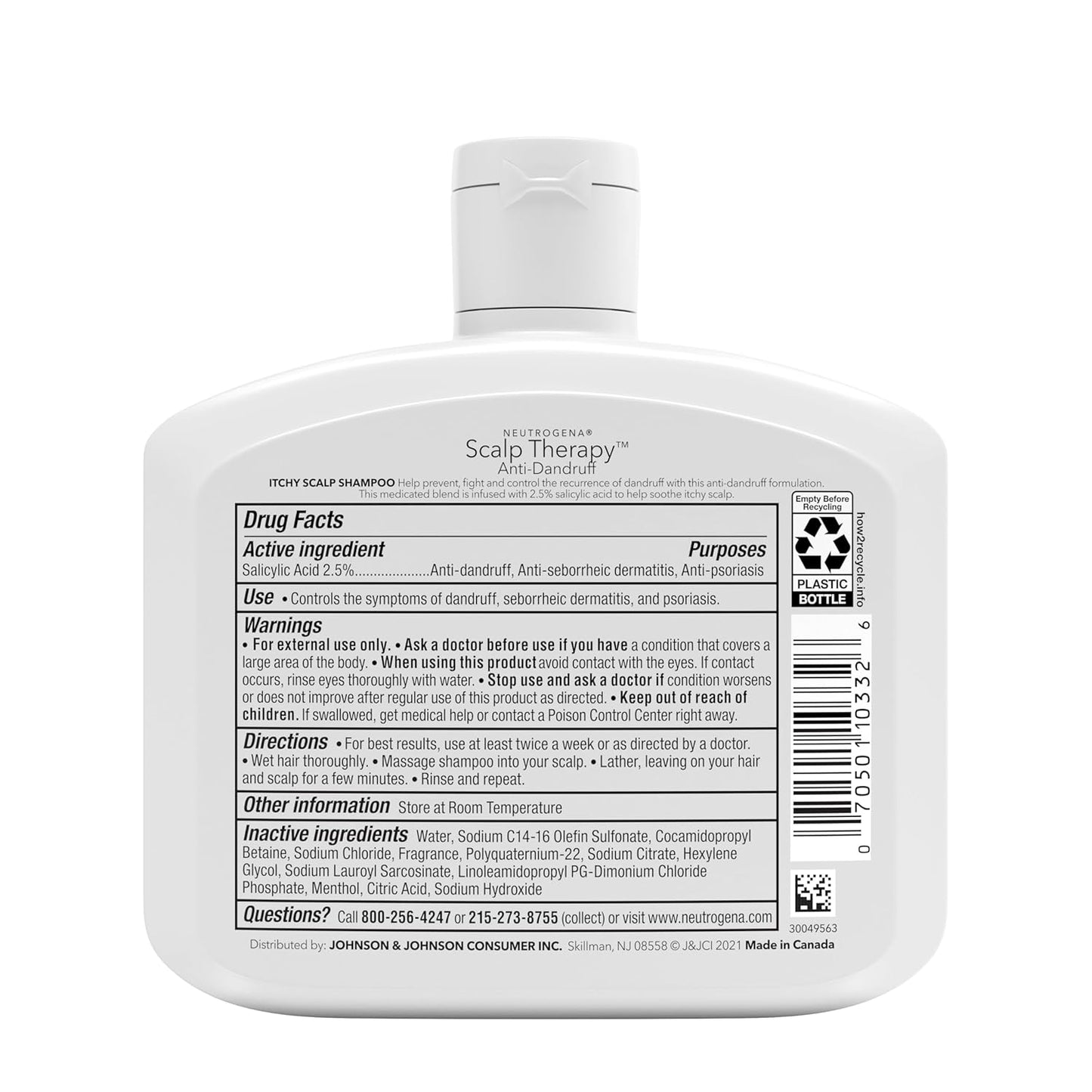 Neutrogena T/Sal Scalp Therapy Shampoo 12 fl oz – Peppermint Self-Care Wash for Stress-Soothing Flake Control