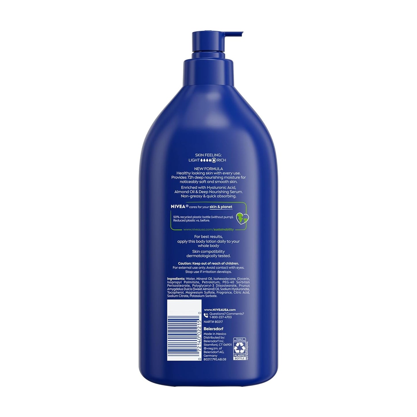 NIVEA Essentially Enriched Body Lotion for Very Dry Skin, Practical Housewarming or Birthday Gift for Mom, Hyaluronic Acid and Almond Oil, 33.8 Fl Oz