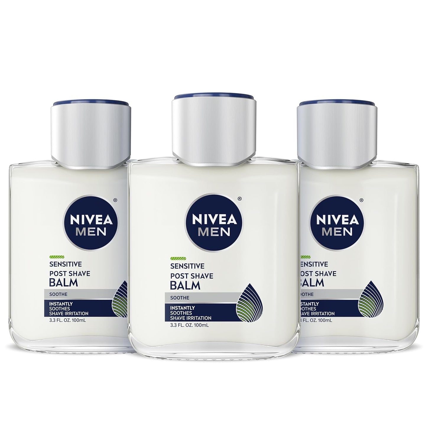 NIVEA MEN Real Madrid Sensitive After Shave Balm – Streamlined Grooming Essential for Clutter Free Vanities, 3 Pack