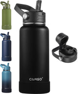 CIVAGO 32 oz Insulated Stainless Steel Water Bottle for Long Work Shifts