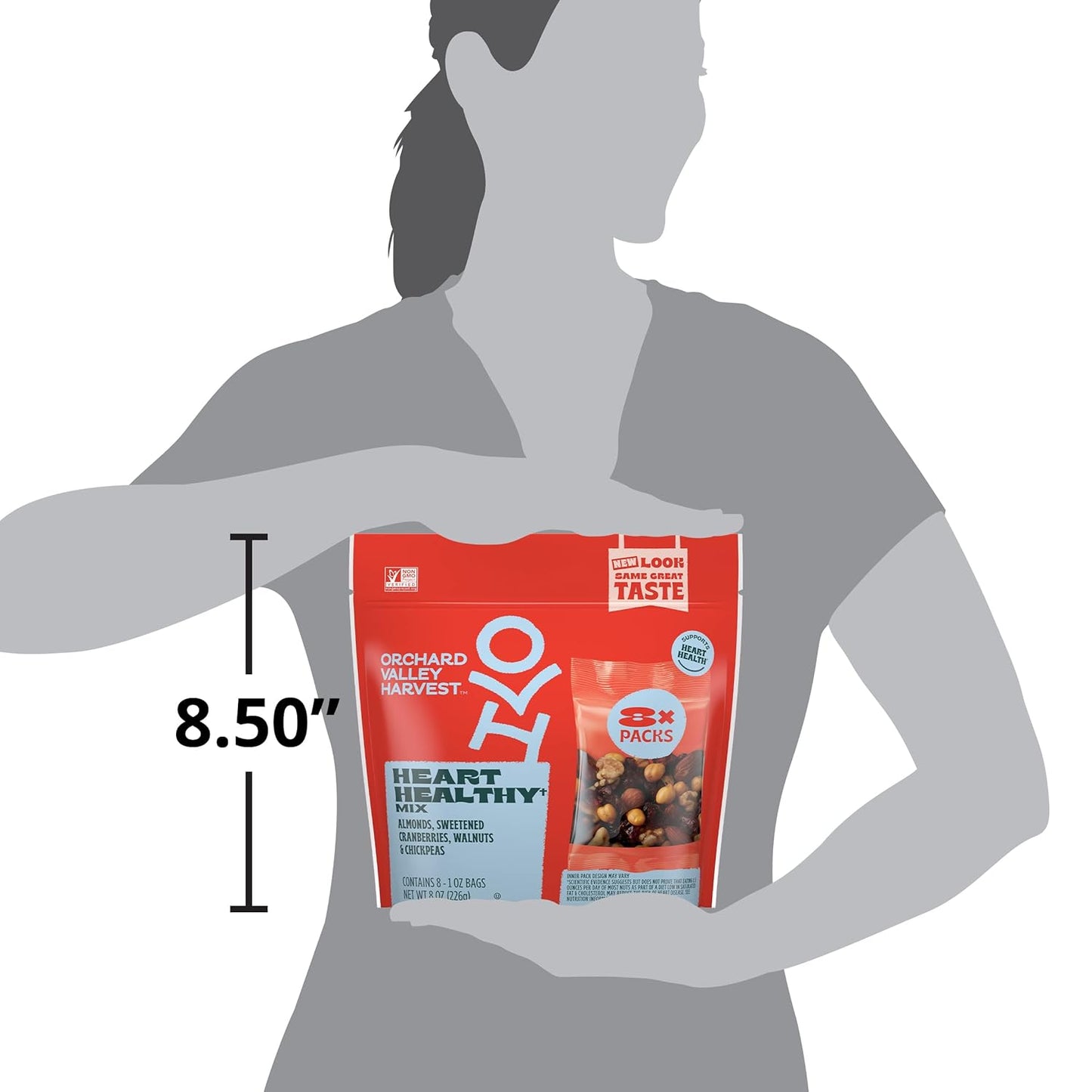 Orchard Valley Harvest Heart Healthy Blend, 1 Ounce Bags (Pack of 8) — Lunchbox-Ready Snack for School and After-School Pickups