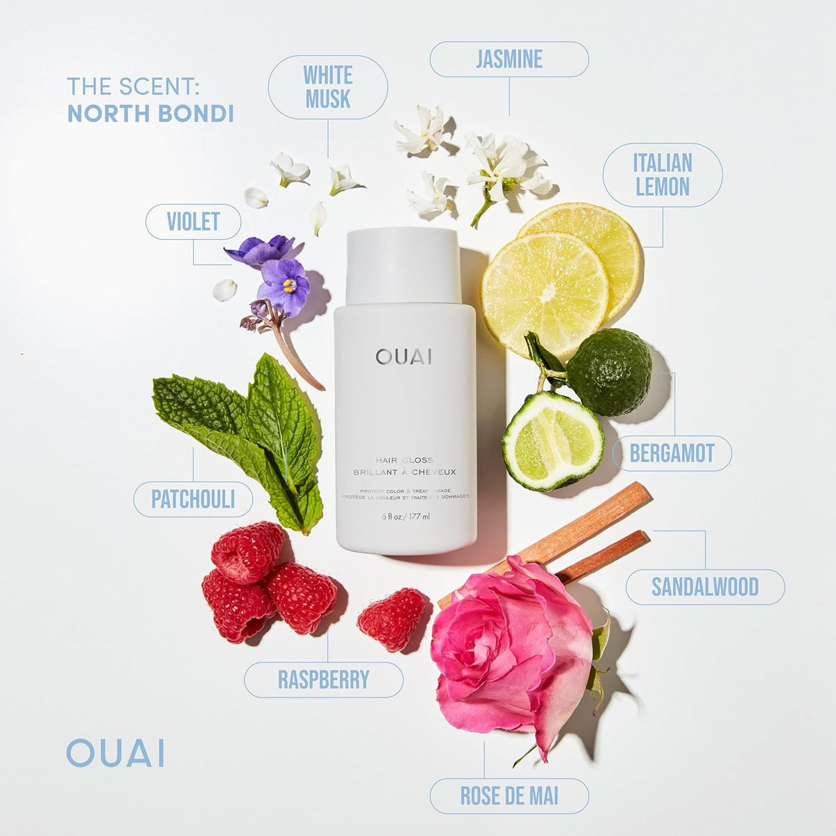 OUAI Hair Gloss - One-Bottle Hair Polish for Intentional Bathroom Counter, Heat & Frizz Shield