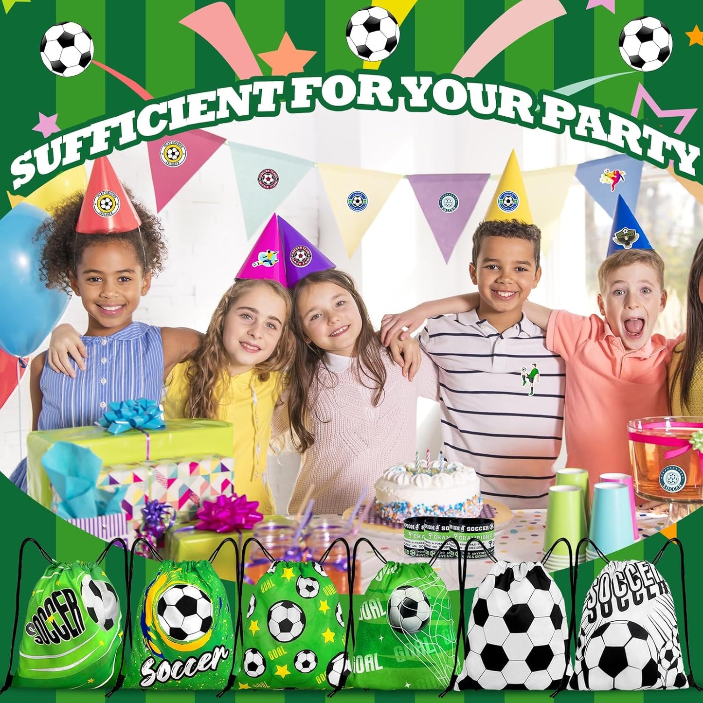 Outdoor Soccer Celebration Bundle – 12 Foldable Bags Perfect for Park Parties & Sports Day Activities