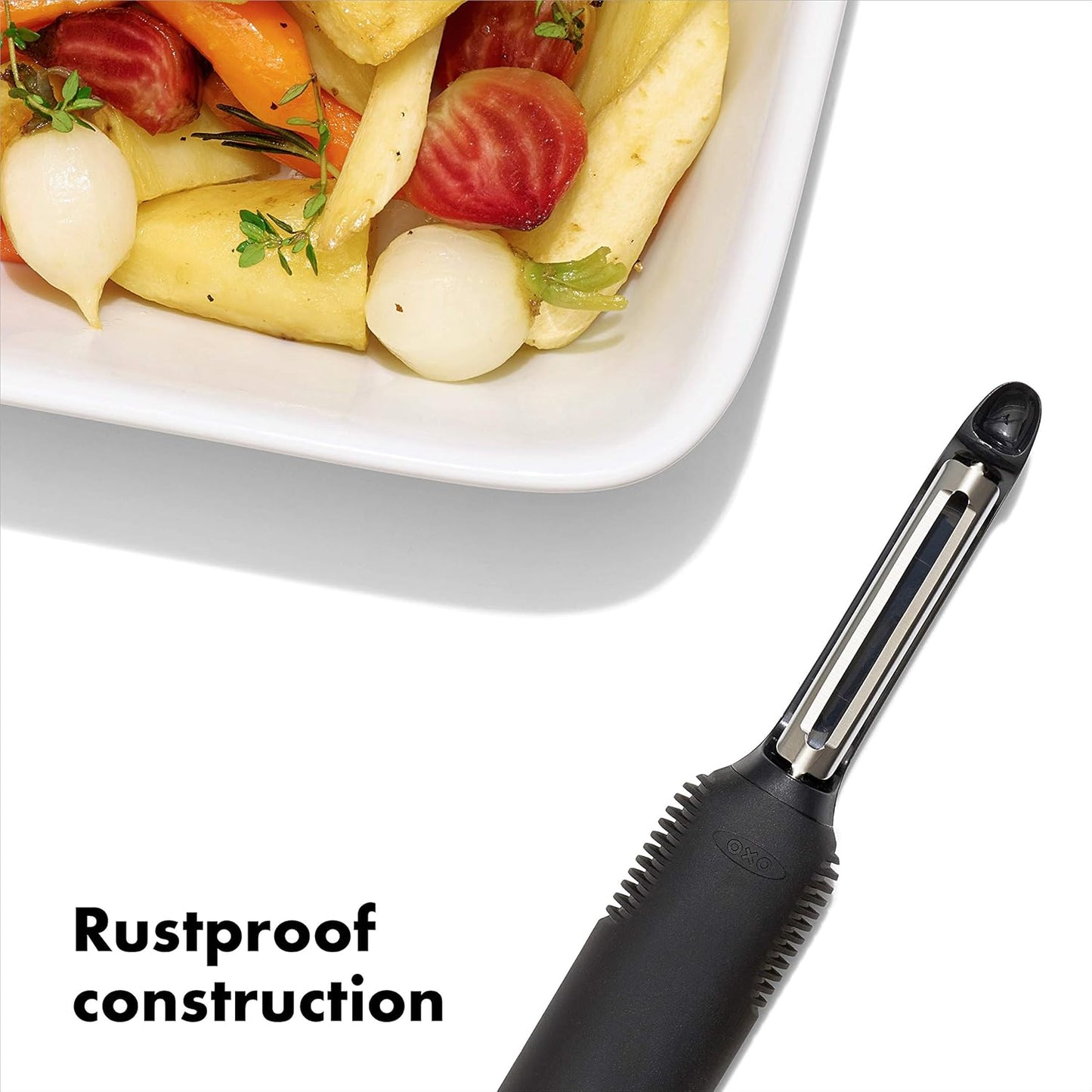 OXO Good Grips Swivel Peeler – Secure Non-Slip Grip for Wet or Soapy Hands, Reduces Slip Risk