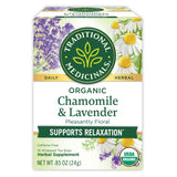 Traditional Medicinals Organic Chamomile & Lavender Tea – Bedtime Wind-Down Ritual for Stress Relief, 16 Bags
