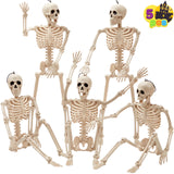 JOYIN 5-Pack Posable Halloween Skeletons – 16 Inch Weatherproof Resin Bones for Front Yard, Patio, and Campsite Halloween Displays