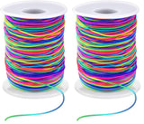Handmade Boho Jewelry Supply, Vibrant Rainbow Elastic Cord for Home Craft Studio Accessories