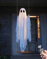 DrapeLite Swing Ghost – Tall Outdoor Halloween Centerpiece for Driveways and Walkways