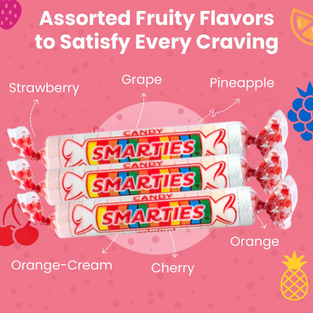 Smarties Candy Bulk Rolls – Mindful Vegan Snack for Gluten-Free Pantry and Road Trip Bags, 5oz