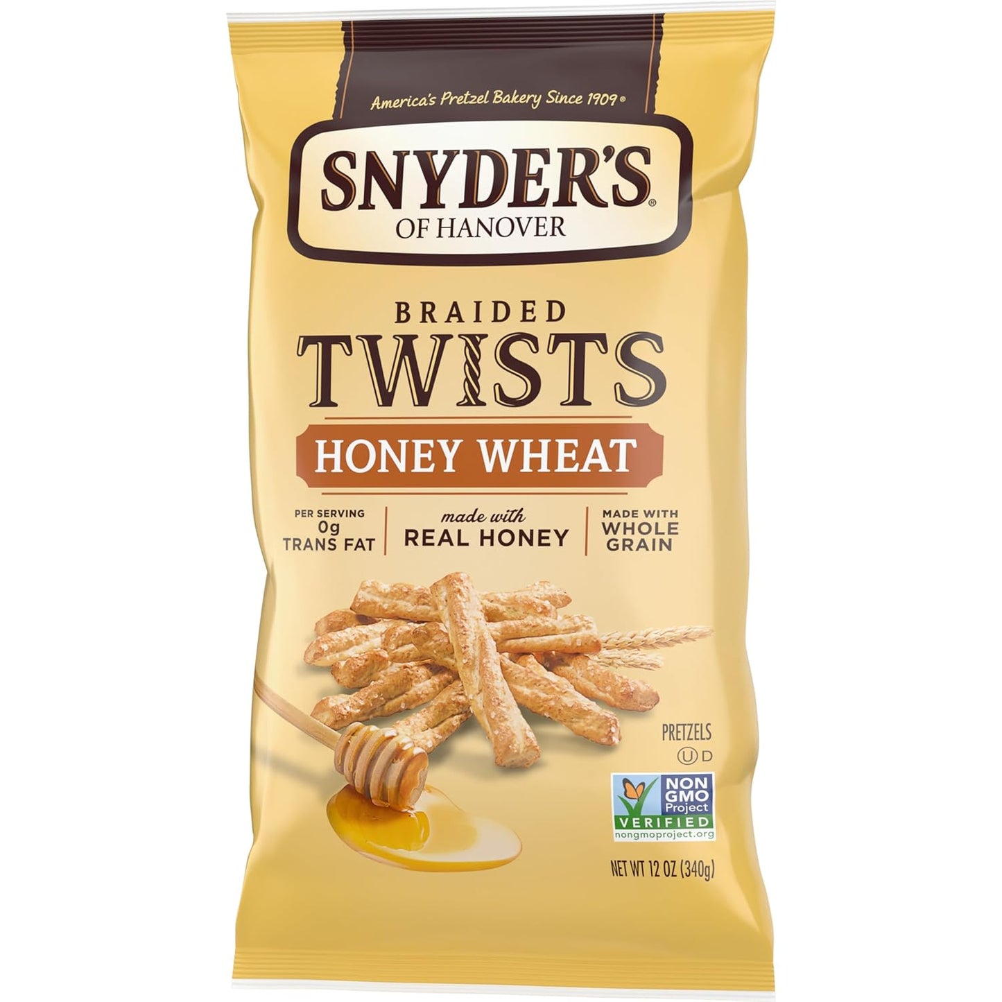Snyder's of Hanover Honey Wheat Braided Pretzel Twists – Hostess Gift Shareable Snack Bowl, 12 oz Bag
