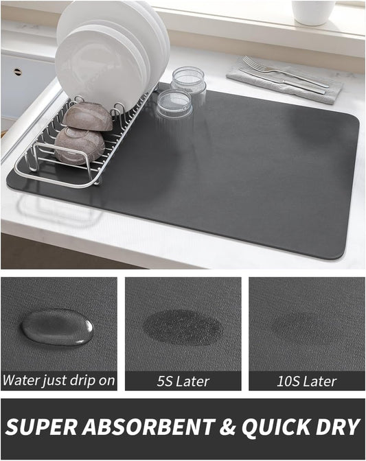 soft diatomite absorbent layer that instantly soaks up splashes and drips