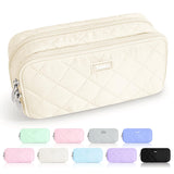 Sooez 8-Compartment Pencil Pouch – Neutral-Toned Stationery Organizer for Intentional Spaces