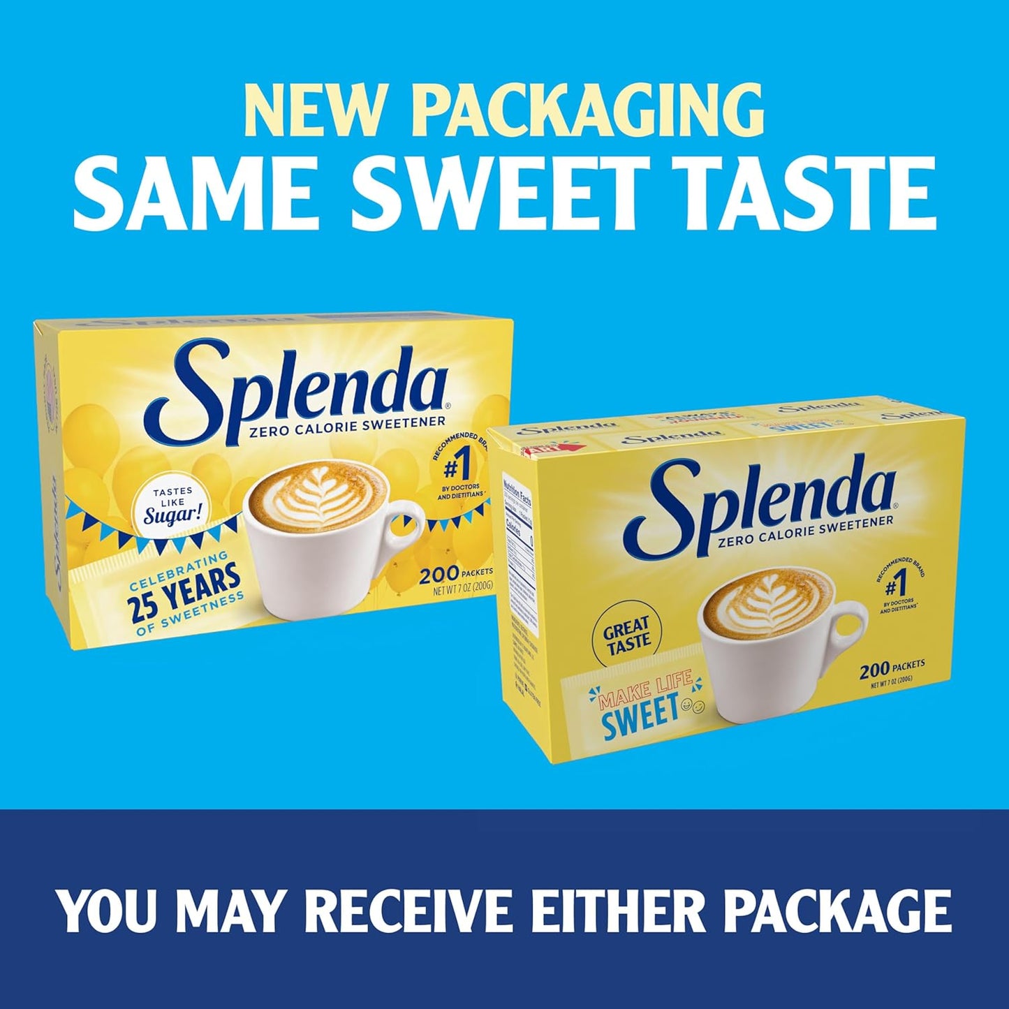 SPLENDA Zero Calorie Sweetener Packets – Patio and Travel-Ready Sweetener, 200 Single-Serve Packets for Coffee On the Go
