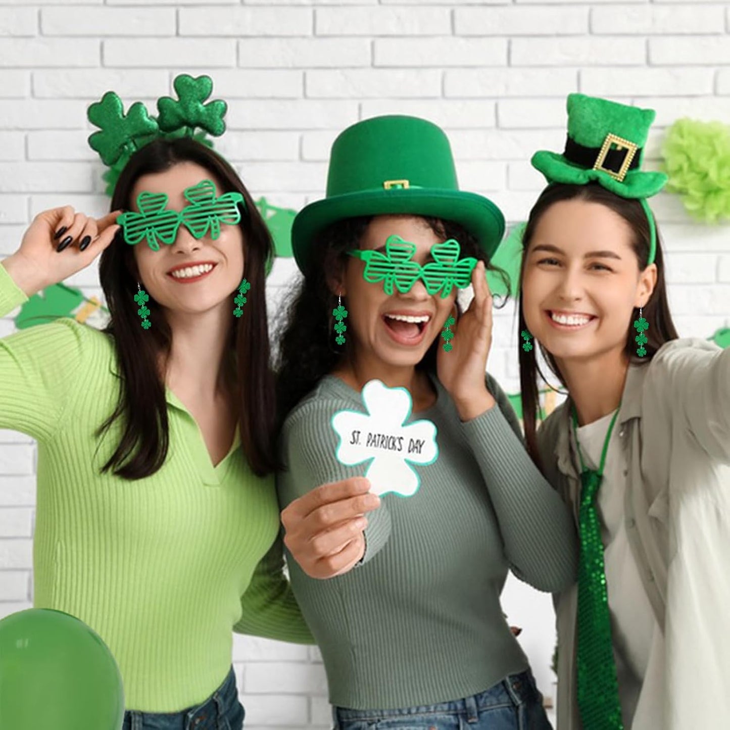 St. Patrick's Day Shamrock Dangle Earrings – Thoughtful Irish-Themed Birthday Gift for Her, Festive Party Favor Jewelry