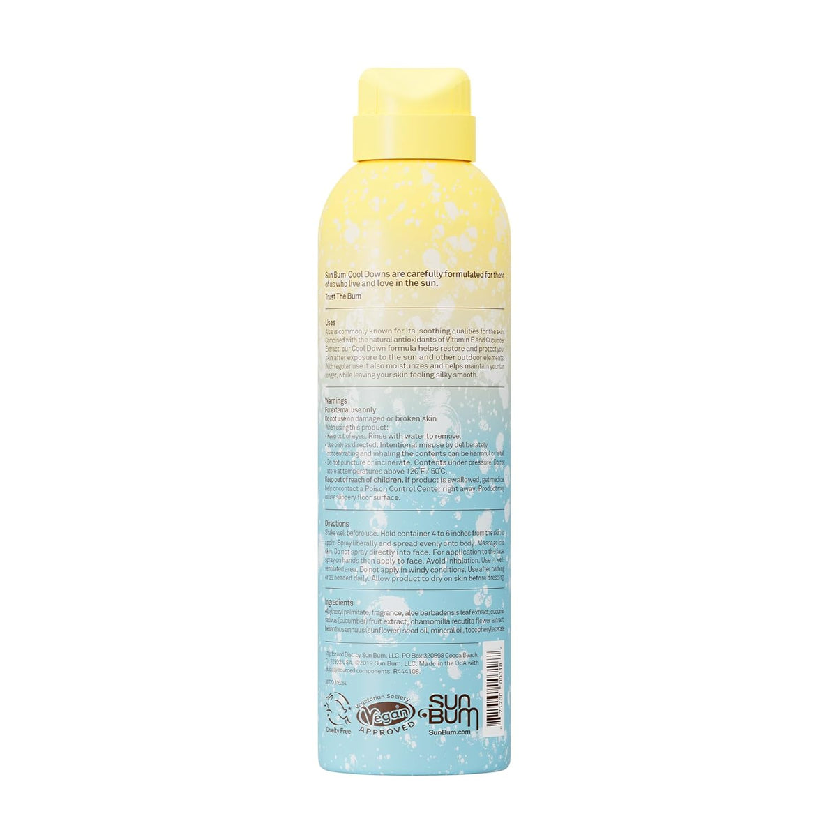 Sun Bum Cool Down Aloe Vera Spray - Portable After Sun Mist for Hiking Trails and Camping Trips, 6 oz