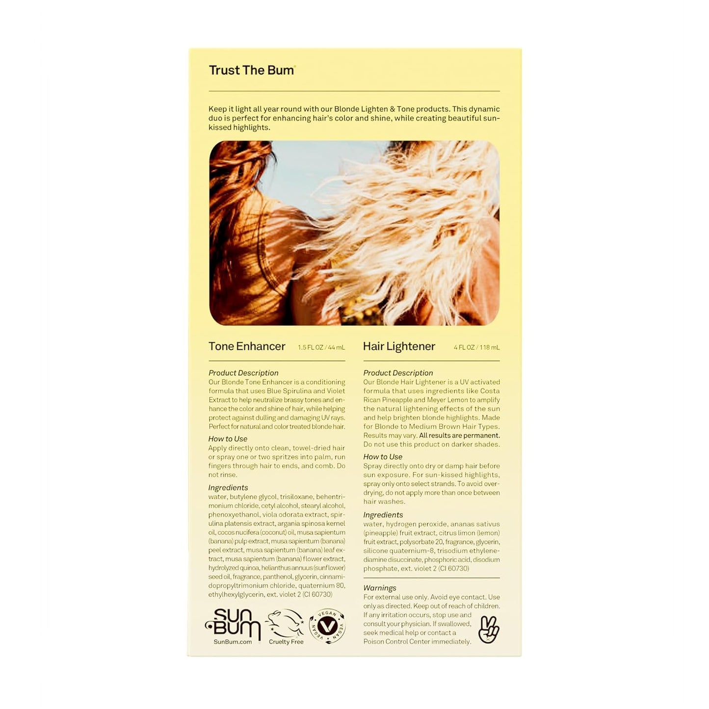 Sun Bum UV-Activated Blonde Lightener & Toner – Compact Kit for Poolside, Patio & Vacation Hair Care