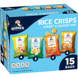 Quaker Rice Crisps Sweet and Savory Variety Mix - Single-Serve Snack Bags for School Lunchboxes and After-School Snacking, 15 Count