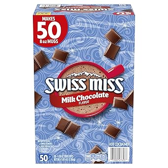 Swiss Miss Milk Chocolate Hot Cocoa Mix – Cozy Self-Care Nightcap for Mindful Evenings, 50 Single-Serve Packets