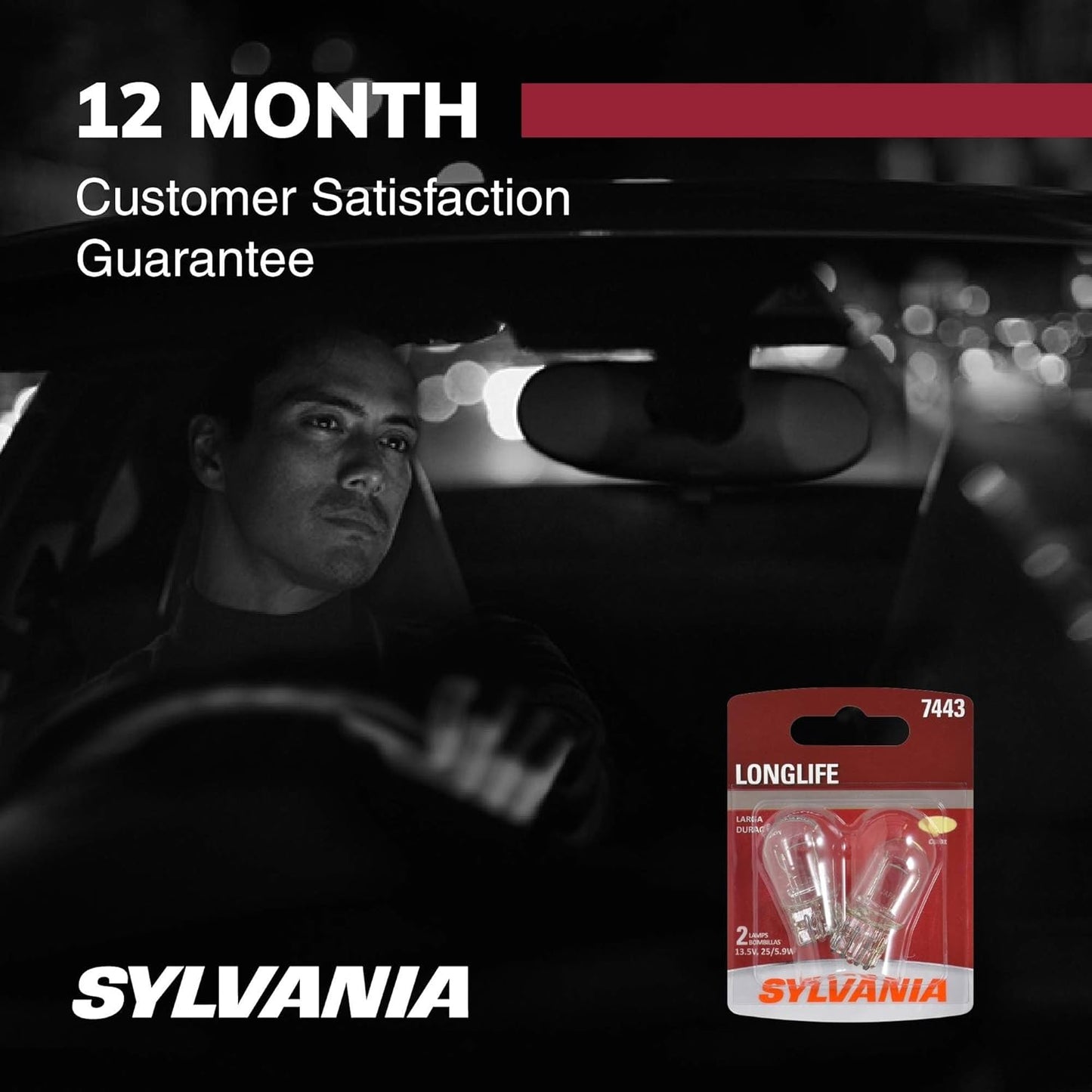 SYLVANIA 7443 Long Life Miniature Bulb 2-Pack for Road-Trip Ready DRL and Reverse Lights