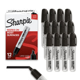 Sharpie King Size Permanent Markers, Chisel Tip, Black, 12 Count - High-Visibility Labelling for Warehouses and Shipping Departments