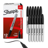 Sharpie Permanent Markers Fine Tip Black 12 Count for Home Office and Mailroom Document Labeling