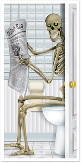 Beistle Skeleton Restroom Door Cover Party Accessory for Halloween Living Room Entryway Display