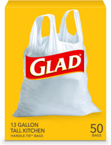 Glad 13 Gallon Handle-Tie Garbage Bags, No Added Scent for Allergy-Conscious Kitchens