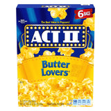 ACT II Butter Lovers Microwave Popcorn, 6 ct 2.75 oz Bags — 2-Minute Afternoon Pick-Me-Up for the Home Office