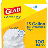 Glad 13 Gal Tall Kitchen Garbage Bags, Reinforced Bottom Bags That Withstand Snack and Meal Messes