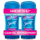 Secret Outlast Clear Gel Antiperspirant – Intentional Vanity Essential for Women, 72hr pH Balanced Twin Pack
