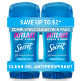 Secret Outlast Women's Clear Gel Deodorant – Evening Wind-Down Self-Care Staple with Pro-Hyaluronic Acid