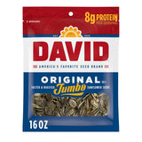 DAVID Jumbo Sunflower Seeds Original 16 oz – 8g Protein Office Snack for Long Work Sessions and Focus Breaks