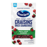 Ocean Spray Craisins 50% Less Sugar Dried Cranberries – Portion-Controlled Desk Snack for Workdays, 5 oz Pouches, 12 Count