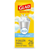 Glad Febreze Fresh Clean Small Garbage Bags 4 Gallon – Bedroom Waste Liner for a Relaxing Wind-Down Ritual