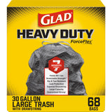 Glad ForceFlex 30 Gallon Trash Bags, Unscented Heavy Duty Bags with Streamlined Drawstring for Simple Homes, 50 Count