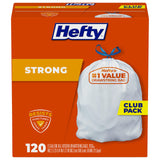 Hefty Strong 13 Gallon White Trash Bags – Focus-Friendly Disposal for Study and Work From Home Setups, 120 Ct
