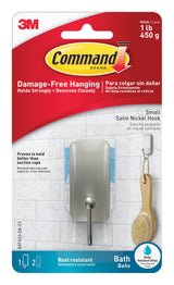 Command Satin Nickel Bath Hook – Thoughtful Housewarming Gift for New Homeowners and Renters